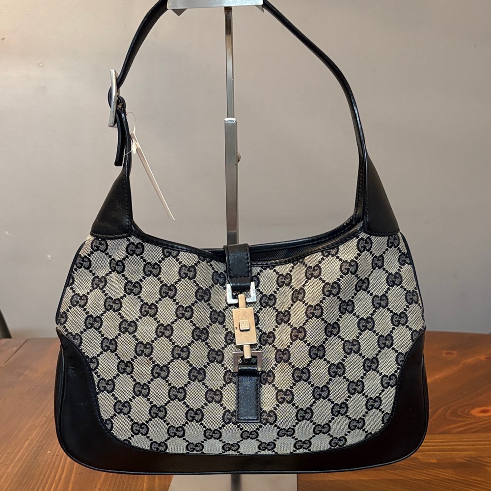 Gucci Monogram Black and Gray Shoulder Bag